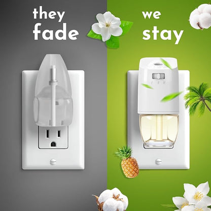 Plug In Refills Air Freshener, Scented Wall Plug in Refills for Home and Bathroom, Jasmine, Hawaiian & Cotton Scents, 6 Count (3.96 Fl Oz), Compatible with Air Wick & Glade, Not Include Glade Plus