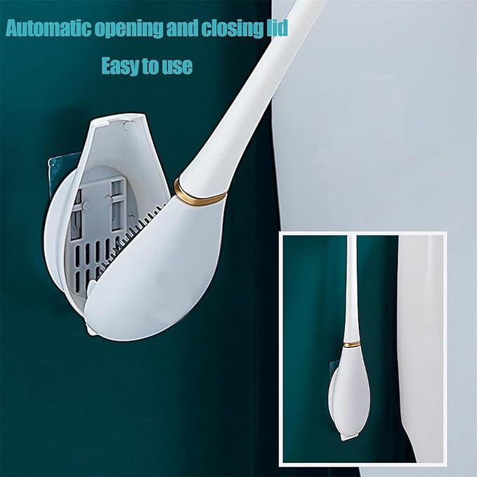 New Upgrade Silicone Toilet Brush and Holder Set,Toilet Bowl Cleaner Brush, Toilet Wand Cleaning Kit Wall Mounted, Discreet Bathroom Cleaning Brush,Bathroom Cleaning Supplies