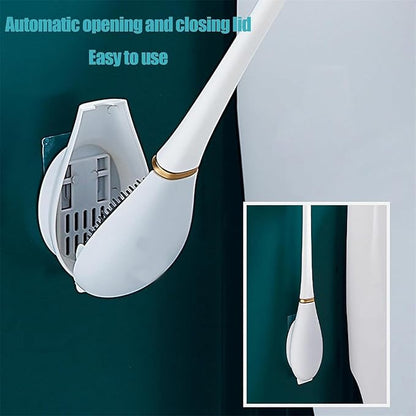 New Upgrade Silicone Toilet Brush and Holder Set,Toilet Bowl Cleaner Brush, Toilet Wand Cleaning Kit Wall Mounted, Discreet Bathroom Cleaning Brush,Bathroom Cleaning Supplies