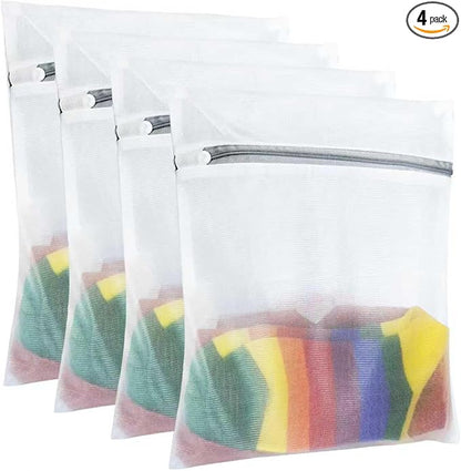 Laundry Bags Mesh Wash Bags, Durable Delicate Laundry Bag for Lingerie, Bras, Baby Clothes, Blouse, (4pcs 20 X 24 Inches), White