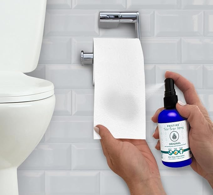 PRISTINE Toilet Paper Spray - As Seen on Shark Tank, More Natural Personal Cleansing Wipes & Flushable Wet Wipes Alternative, Spray Toilet Paper to Create Flushable Wipe, Original, 32 fl oz Refill