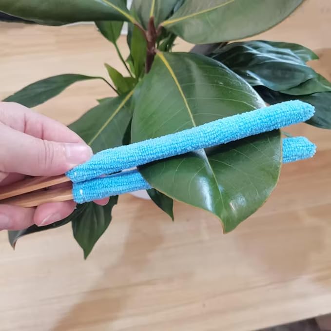 2 Pcs Set 10 Inch, 7 Inch Leaf Cleaning Tongs, House Plant Leaf Cleaning Brush, Leaf Cleaning Tools With Removable Cleaning Cover and Bamboo Handle