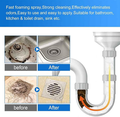Powerful Drain Cleaner,Drain Cleaner Foam,Odor Eliminator,Foaming Drain Cleaner,Unclogs,Foam Sink Cleaner,Liquid Plumber Drain Cleaner,Clog Remover For Kitchen Drain,Sinks,Tubs (2 bottles)