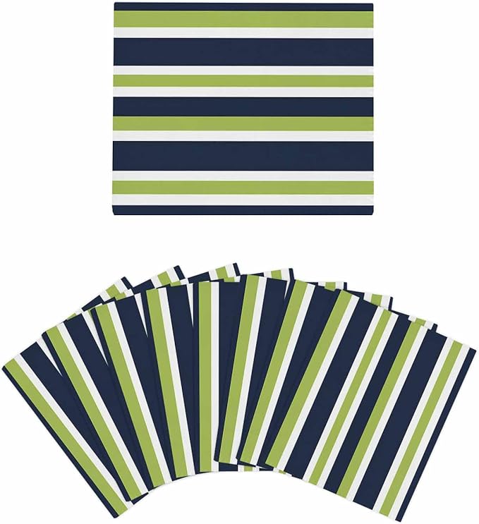 8 Pack Green Dark Kitchen Dish Cloths, Blue White Stripe Abstract Geometric Striped Dishcloths for Kitchen, Reusable Paper Towels, Super Absorbent Quick Drying Washcloths Cleaning Wipes, 8x7 inch