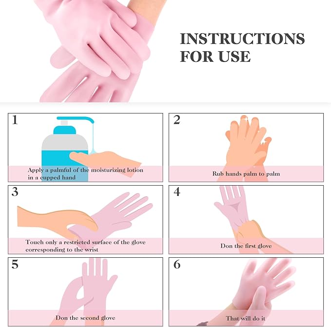 Sibba 2 Pairs Silicone Moisturizing Gloves Spa Gel Hydrating Gloves Women's Hand Care Gloves, Anti Slip Aloe Lotion Gloves for Repairing Dry Hand, Calluses, Cracked Heels and Softening Rough Skin
