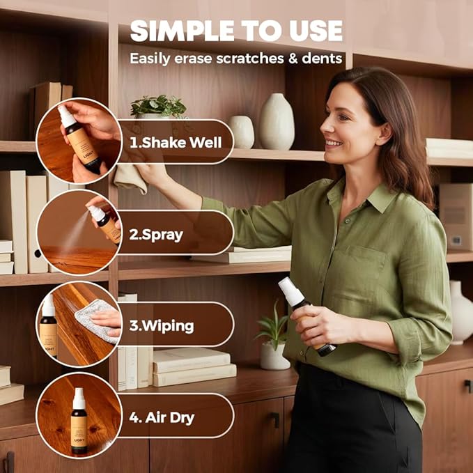 Wood Repair Kit, 2026 New Furniture Scratch Remover Spray, Hardwood Floor Restorer for Scuffs and Dents, Liquid Polish for Cabinets and Tables, Light and Dark Set (1pcs)