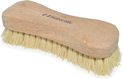 All-Natural Wooden Scrub Brush Set | Eco-Friendly Cleaning Brush Set with Tampico Bristles | Floor Scrub Brush & Shower Scrubber for Bathroom, Tub, Kitchen & Carpet | Sustainable Set – Pack of 2