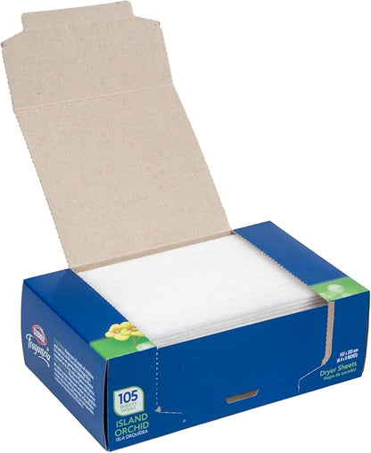 Clorox Fraganzia Fabric Softener Dryer Sheets | Scented Laundry Dryer Sheet for Great Smelling Clothes | Island Orchid Scent, 105 Count - 6 Pack