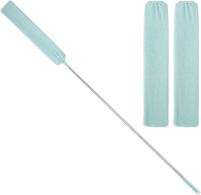 Gap Dust Cleaner, Telescopic Removal Brush Long Handle Duster,Multifunction Retractable Microfiber Flat Gap Dust Brush Gap Mop,Extendable Cleaning Tool, for High Celling Bedroom Window (Light Green)