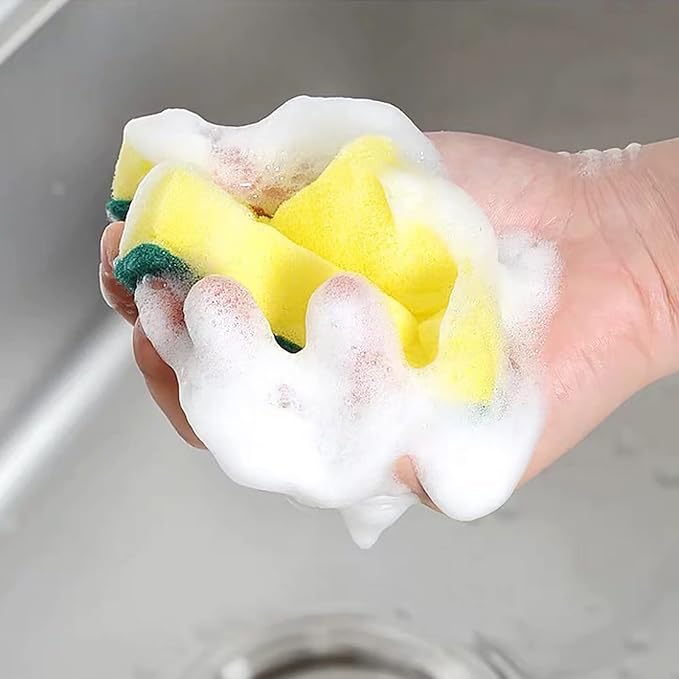 1 Pack Kitchen Cleaning Sponges - Non Scratch Scrub Sponge - Reusable Microfiber Sponge - Dish Sponge, Non-Stick Cookware, for Household, Kitchen, Car, Bathroom Cleaning