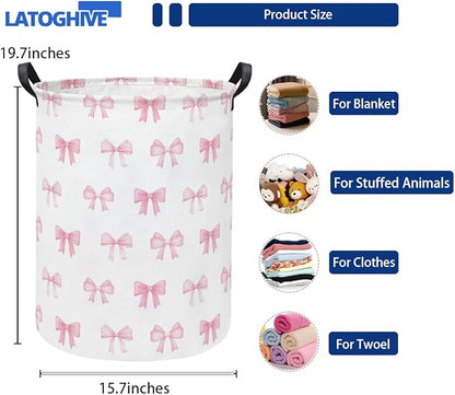 Baby Laundry Hamper kids laundry Basket Waterproof Storage Bin for Bedroom Toy Clothes Organizer Basket Woodland Animals Room Décor(Bowknot)