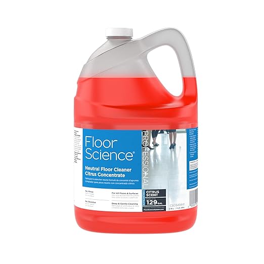 Diversey Floor Science CBD540441 Professional Neutral Floor Cleaner, Deep & Gentle Cleaning with No Residue or Rinse Required, Citrus Scent, Concentrate, 1-Gallon (Pack of 4)