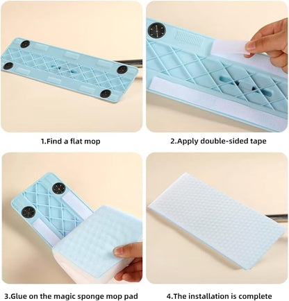 Magic Sponges Eraser Mop Pads,Melamine Sponge Cleaning Pad Mop Refill for Kitchen Bathroom Swimming Pool Boat (12.9x4.72x0.98in)
