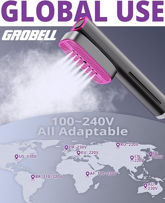 Travel Garment Steamer for Clothes: 100V-220V Portable Hand Held 2 In 1 Steam Iron, 20s Smart Fast Heat Up Handheld Clothing Steamer, 4 Modes with LED Display, Travel Size, for Global Voltage