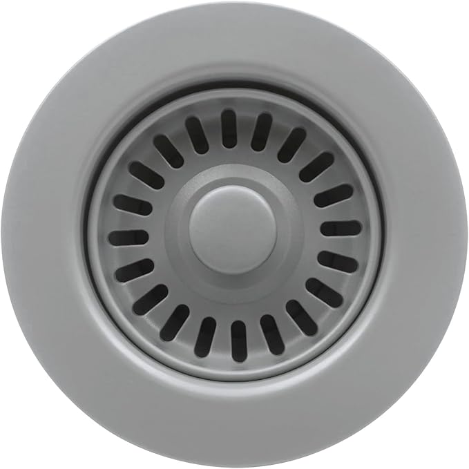 3-1/2 Inch Polymer Slate Gray Sink Drain Assembly with Basket Strainer and Stopper for Quartz, Granite or Fireclay Kitchen Sinks