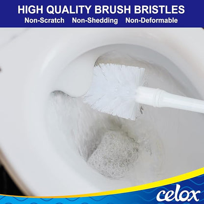 CELOX Toilet Bowl Brush and Holder, Compact Toilet Brush with Breathable Ventilation Stand Base, Bathroom Cleaning Kit, White, 2 Set