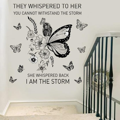 Inspirational Wall Art Positive Quotes Wall Decor Motivational Wall Decals Saying Quotes Wall Stickers Peel and Sticker Wall Decoration Flower Vine Butterfly Wall Sticker for Bedroom Living Room Home Office.