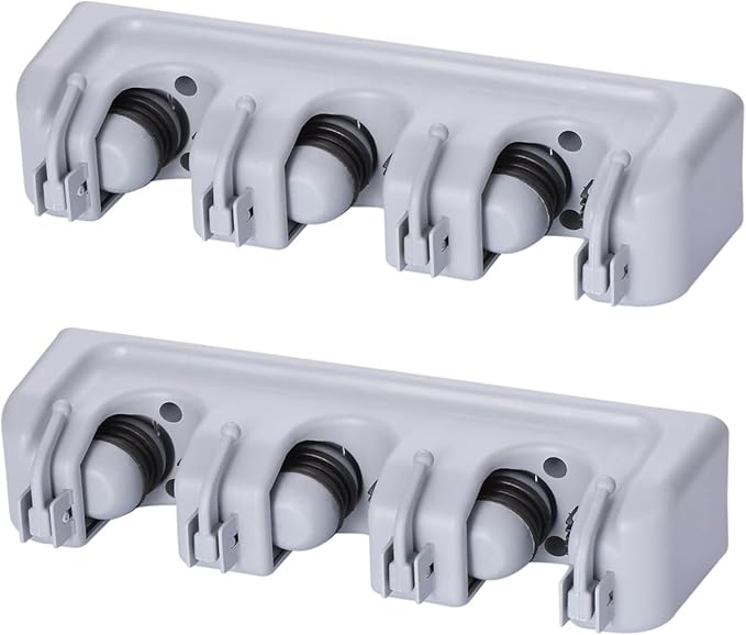 TOGU 2 Pack Mop and Broom Holder Wall Mounted 3 Position Storage Rack with 4 Retractable Hooks Holds up to 7 Tools Utility Weatherproof Holder for Garage Storage Systems Broom Organizer,Gray
