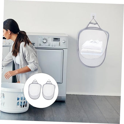 OUNONA 2pcs Collapsible Wall-Mounted Laundry Basket Portable Folding Storage Baskets for Clothes Household Sundries Organizer Space-Saving Design for Home Use
