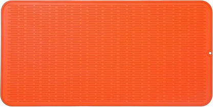 MicoYang Silicone Dish Drying Mat for Multiple Usage,Easy clean,Eco-friendly,Heat-resistant Silicone Mat for Kitchen Counter or Sink,Refrigerator or Drawer Liner Orange 5XL 36inches x 18inches