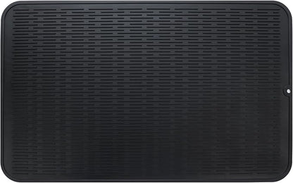 MicoYang Silicone Dish Drying Mat for Multiple Usage,Easy clean,Eco-friendly,Heat-resistant Silicone Mat for Kitchen Counter or Sink,Refrigerator or Drawer Liner Black 3XL 28 inches x 18 inches