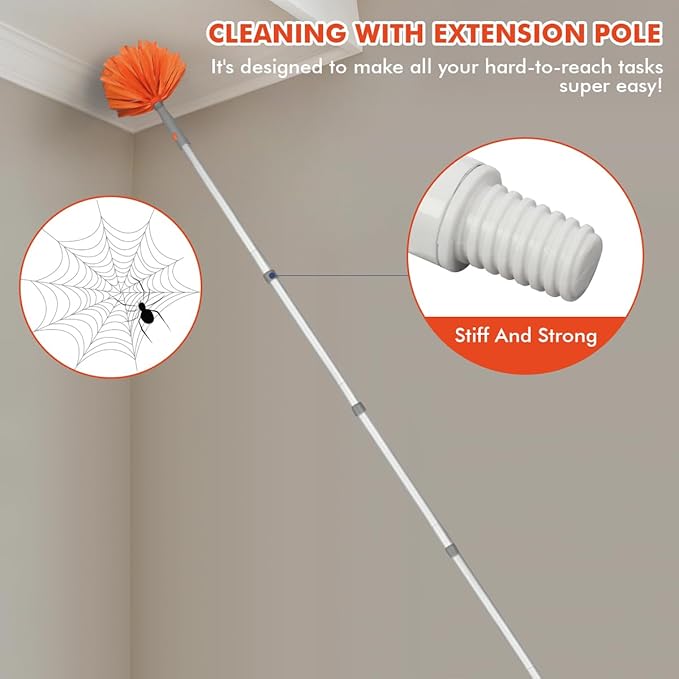Ceiling Fan Cleaner, Extended Duster with Aluminum Pole, Adjusts 15 to 72 Inch for Cleaning Bookshelves, Window Tops