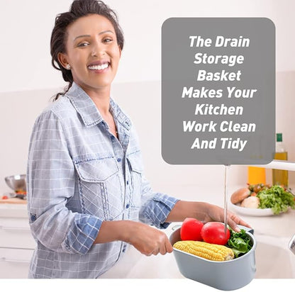 Sink Drain Strainer Basket, Abnaok Multifunction Sink Strainer Kitchen Food Catcher for Filter Kitchen Waste and Wash Vegetables Fruits (Grey)