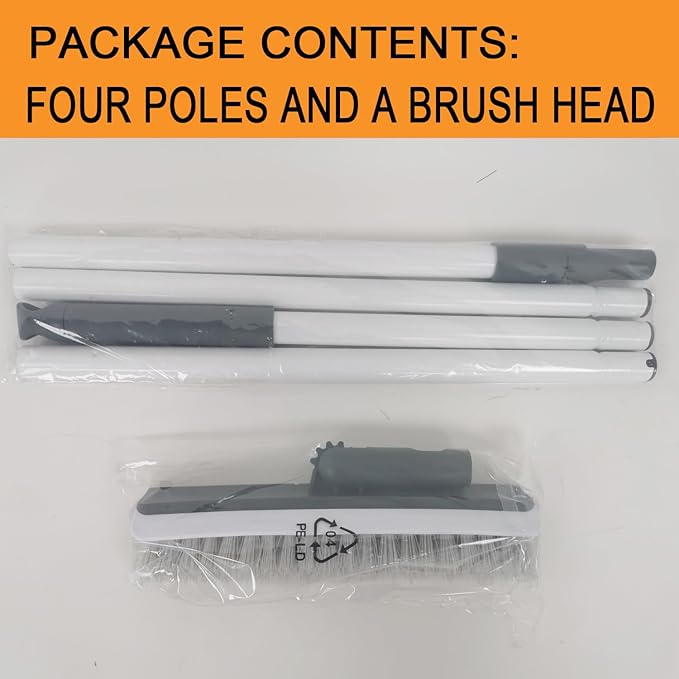 Stiff Bristles Broom,Tub Tile Broom Brush,Push Broom for Shower Cleaning,Patio, Kitchen,Garage,Indoor Outdoor Cleaning Brush,Stainless Steel Long Handle