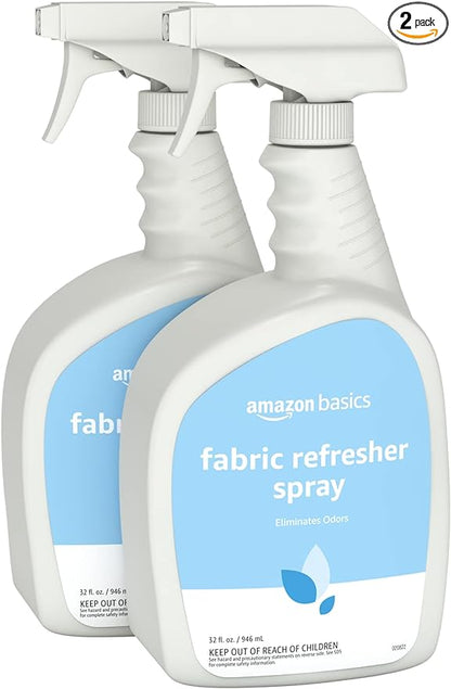 Amazon Basics Fabric Refresher Spray, Fresh Scent, Odor Eliminator, Dye-Free, Quick-Drying, 32 fl oz, Pack of 2