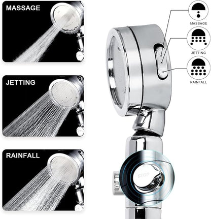 Chrome Tub Spout with Diverter slip fit 1/2 inch Copper Tube, High Pressure filtered Handheld Shower with 3 Spray Modes On/Off Switch, 59 inch hose, Bracket, No Drill Required Install