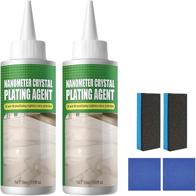 Upgrade Nano Crystal Coating Agent For Tile & Furniture, Granite Countertop Cleaner and Sealer with Protection, Quartz Marble Stone Polish Cleaner for Permanent Hold & Shine Effect Fast Drying (2Pcs)