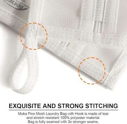 Muka 3 Pcs Mesh Laundry Bag for Delicates, with Metal Zipper, with Hanging Loop-S