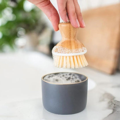 Full Circle Bubble Up Soap Dispenser & Dish Brush Set, Black & White (Pack of 4)