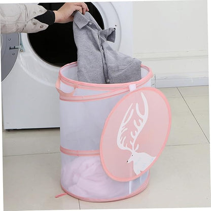 Foldable Mesh Laundry Hamper Bag with Handles Portable Breathable Dirty Clothes Basket for College Dorm Apartment and Travel Storage Lightweight Organizer