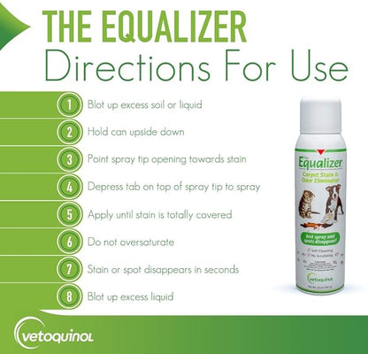 Vetoquinol Equalizer Pet Carpet Cleaner, Stain Remover & Odor Eliminator, Carpet Spot Cleaner, 20oz