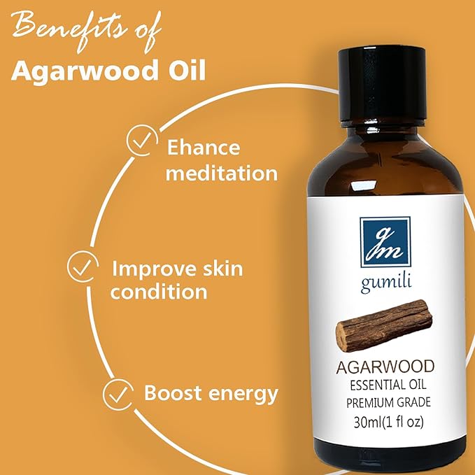 GM Gumili Agarwood Sandalwood Essential Oils for Perfume Candles Soaps Yoga Meditation Massage Diffuser - 2 OZ, Pack of 2