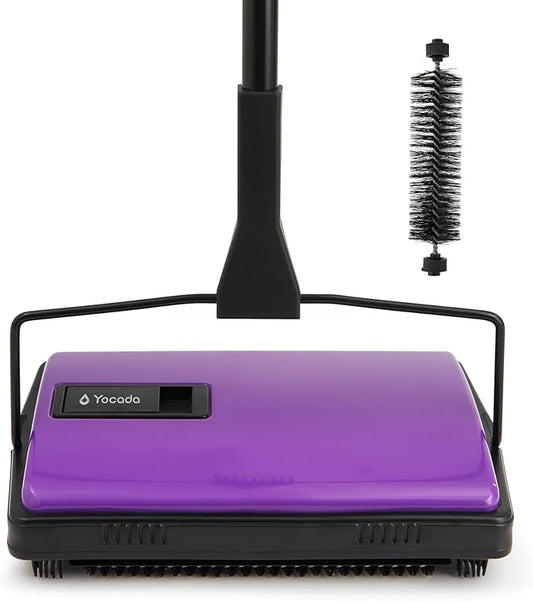 Yocada Carpet Sweeper Cleaner Manual Household Sweeper for Home Office Low&Undercoat Carpets Rugs Pet Hair Dust Scraps Paper Small Rubbish Cleaning with a Brush 48.03"