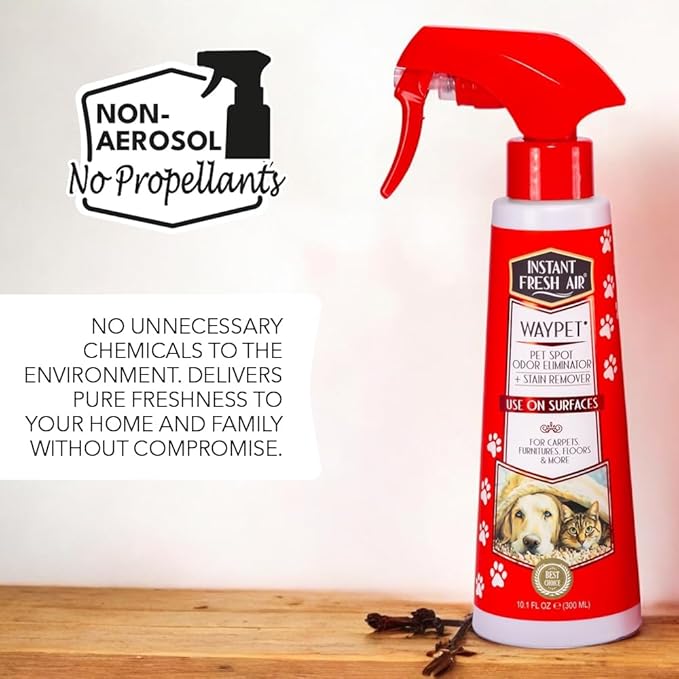 Waypet Pet Urine Enzyme Cleaner, Odor Eliminator & Stain Remover - Neutralizes Odors Fast & Cleans Stains from Cats & Dogs - Use on Carpet, Furniture, Floors - 10.1 Fl Oz
