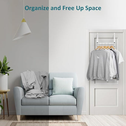Foldable Over The Door Hanger - Space-Saving Drying Rack for Coats & Clothing, Small Clothes Organizer, White