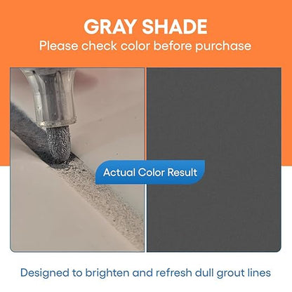 Gray Grout Paint Pen Tile Grout Colorant & Sealer Marker, Quick-Dry, Ideal for Bathroom, Shower, Kitchen Tiles Restores Grout Lines, 3 Adjustable Tips (2-3 mm)
