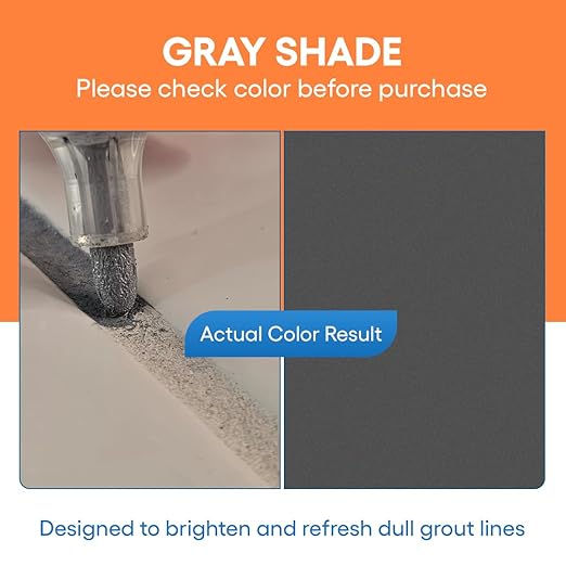 Gray Grout Paint Pen Tile Grout Colorant & Sealer Marker, Quick-Dry, Ideal for Bathroom, Shower, Kitchen Tiles Restores Grout Lines, 3 Adjustable Tips (2-3 mm)