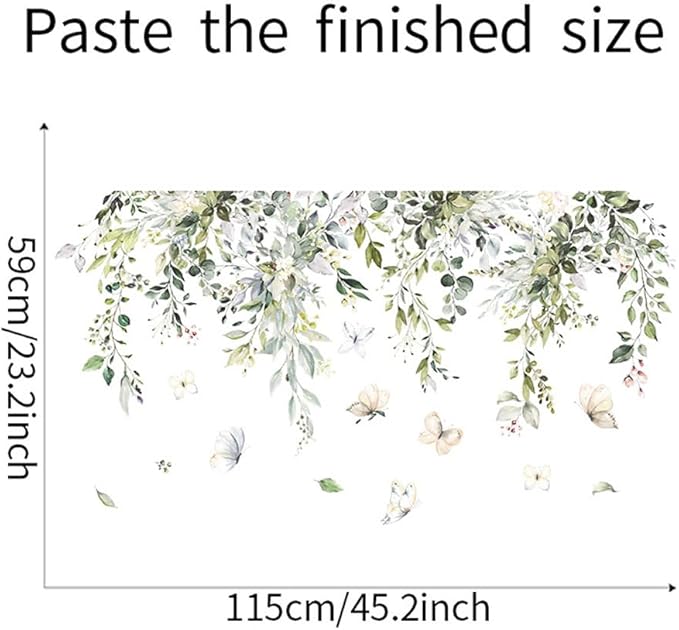 3D Wall Stickers DIY Green Plants Leaves Flower Wall Art Decal Decor for Bedroom Living Room Offices Home Decoration