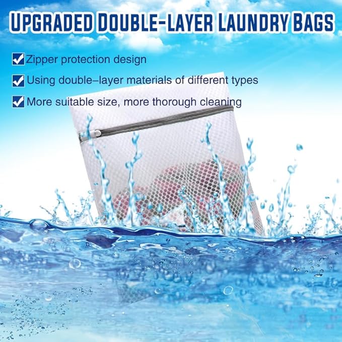 10 Pcs Laundry Bags Mesh Wash Bags, Premium Durable Double-Layer Honeycomb Mesh Laundry Bags for Delicates 12 x 16 Inches