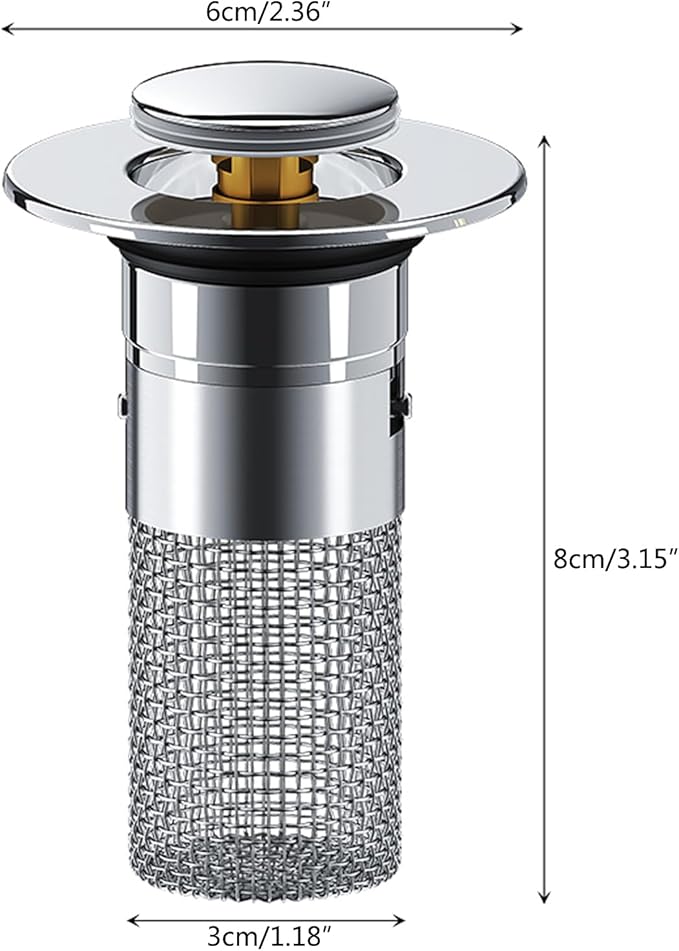 Drain Drain Plug Sink with Hair Strainer Popup Drain Strainer OUniversal Compatibility for Bathroom Sinks Shower Tray Drain Plug
