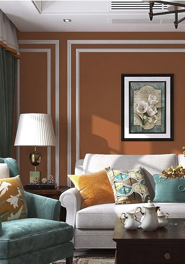 Safiyya Peel and Stick Wallpaper Dark Orange Contact Paper 393"x17.7" Solid Color Self Adhesive Removable Wallpaper for Barthroom Vinyl Rolls