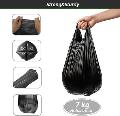 MakMeFre 5Rolls 4Gallon Portable Trash Bags,Thicken Small Garbage Bags for Office,Bedroom,Kitchen Waste Bin(150Counts,Black)