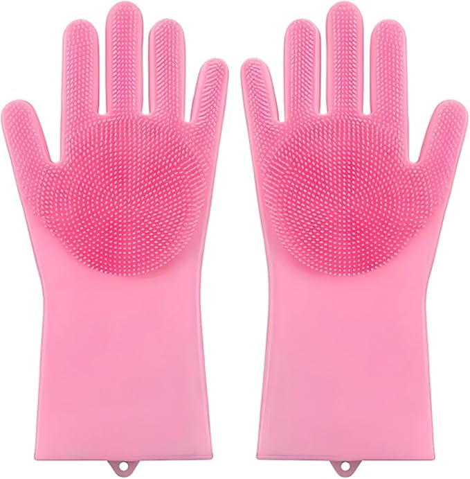 Silicone Dishwashing Gloves, Reusable Kitchen Gloves for Washing Dishes, Cleaning Brush for Kitchen Tasks, Hand Skin Protection