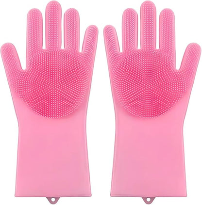 Silicone Dishwashing Gloves, Reusable Kitchen Gloves for Washing Dishes, Cleaning Brush for Kitchen Tasks, Hand Skin Protection