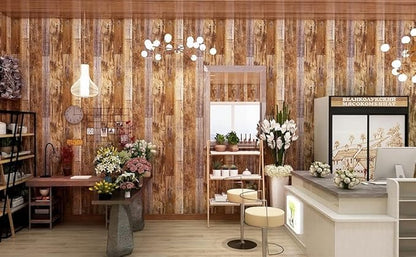Yun-aeon Brown Wood Peel and Stick Wallpaper 17.3" X 80"Coffee Brown PVC Self Adhesive Wood Wall Peel and Stick Paper for Wall Covering Furniture Countertop Kitchen Christmas DIY
