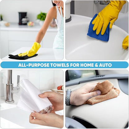 AIDEA Microfiber Cleaning Cloth Roll, 50PK, Black Microfiber Towels for Cars, Reusable Paper Towels Tear Away Cloth, Shop Rags, Lint Free Cleaning Rags for House, Kitchen, Window, 11.5"×11.5"
